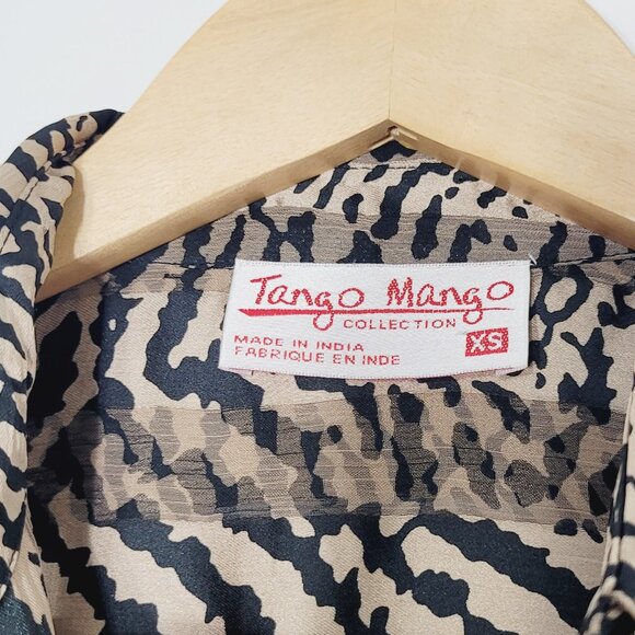 Tango Mango Women's Black & Tan Leopard Print Collared Button Down Shirt Size XS - Picture 7 of 11